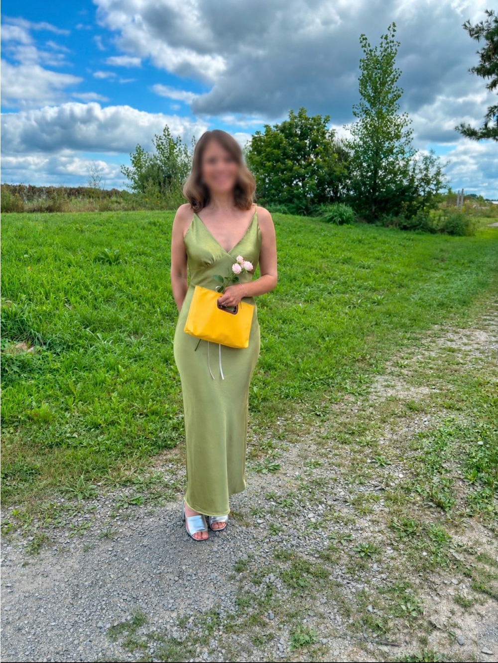 Satin Olive Green Slip Dress for Women médium (8)